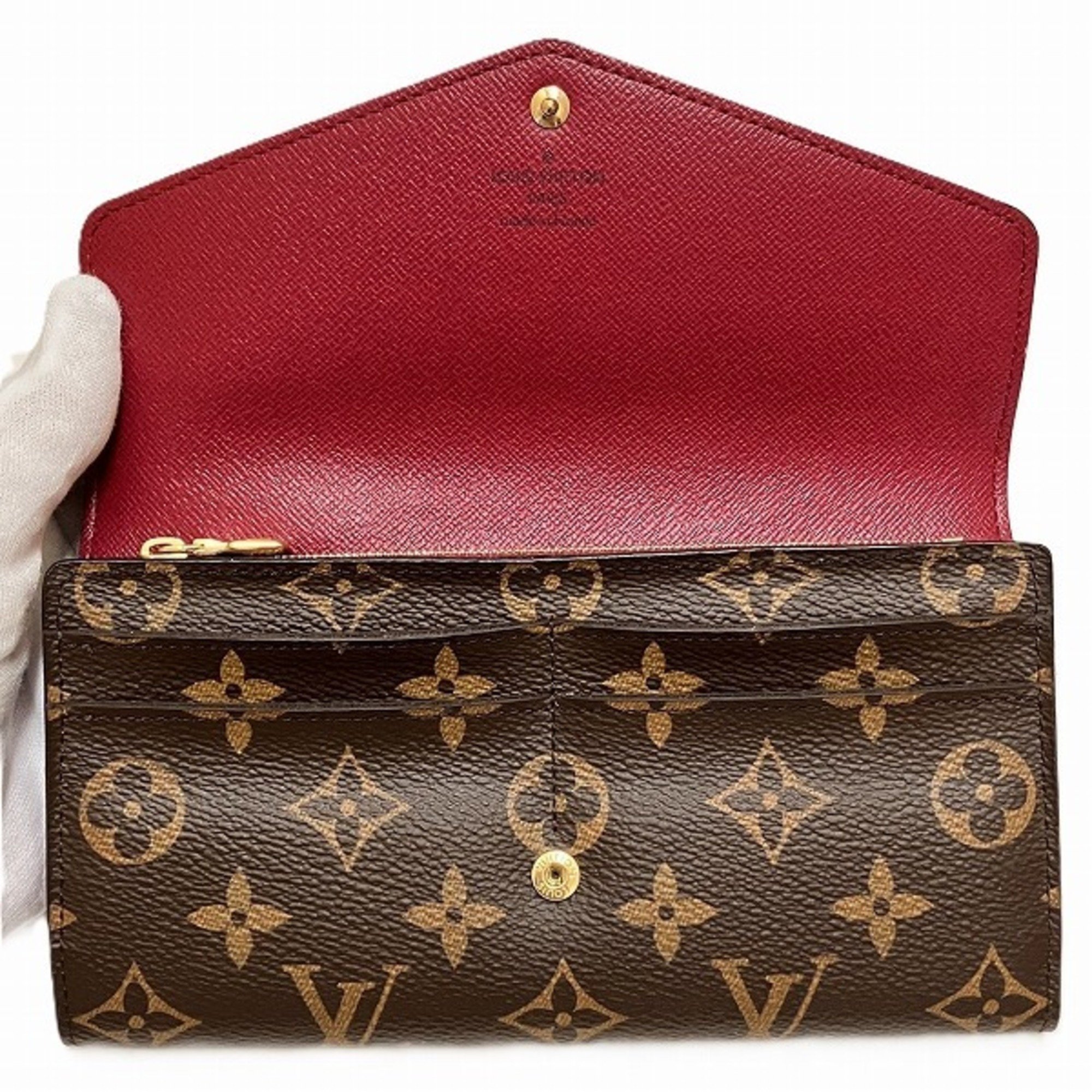 Louis Vuitton Monogram Portefeuille Sarah M62234 Fuchsia Long Wallet Bi-fold for Women