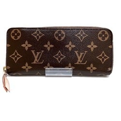 Louis Vuitton Monogram Portefeuille Clemence M61298 Round Rose Ballerine Wallet Long for Women