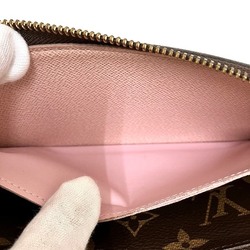 Louis Vuitton Monogram Portefeuille Clemence M61298 Round Rose Ballerine Wallet Long for Women