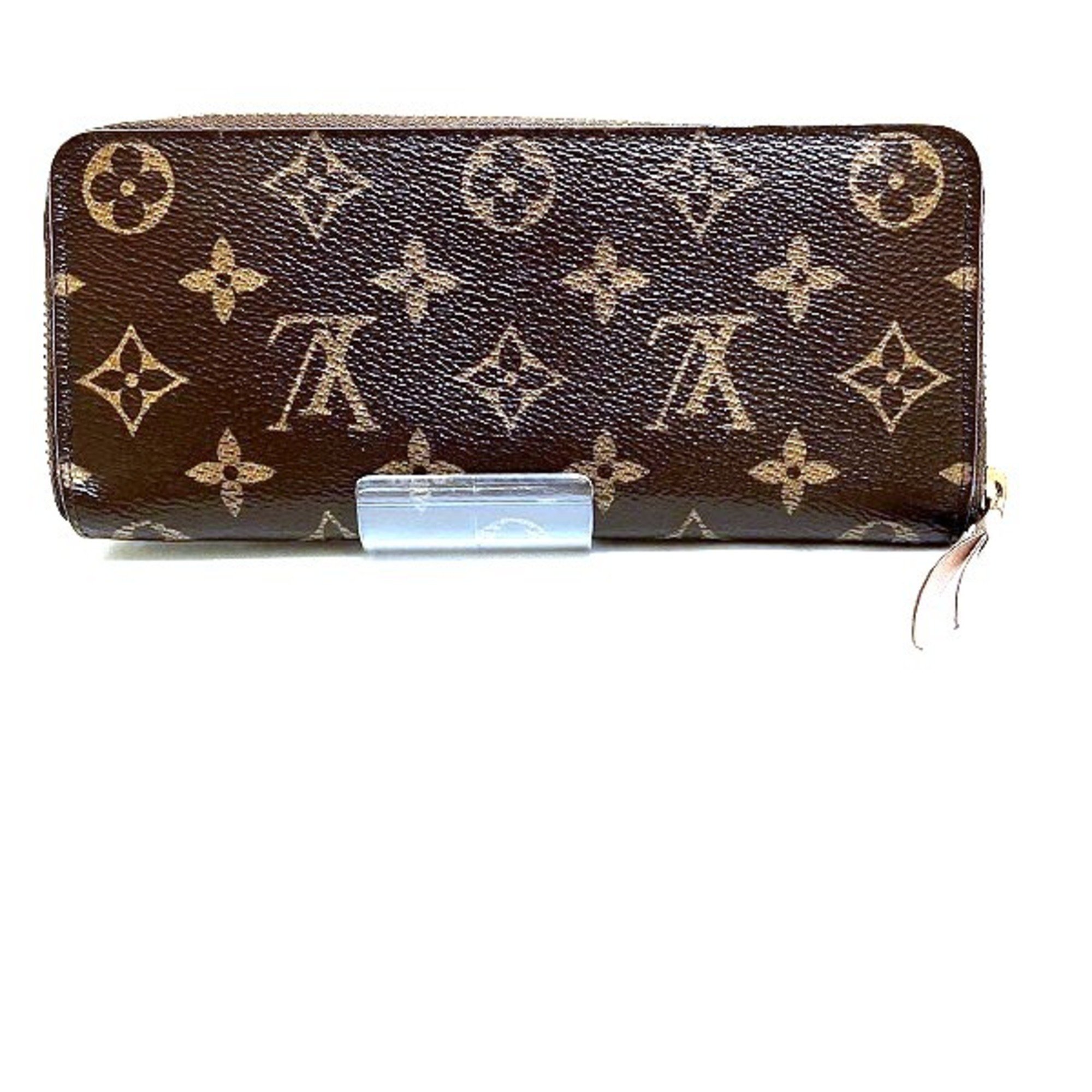 Louis Vuitton Monogram Portefeuille Clemence M61298 Round Rose Ballerine Wallet Long for Women