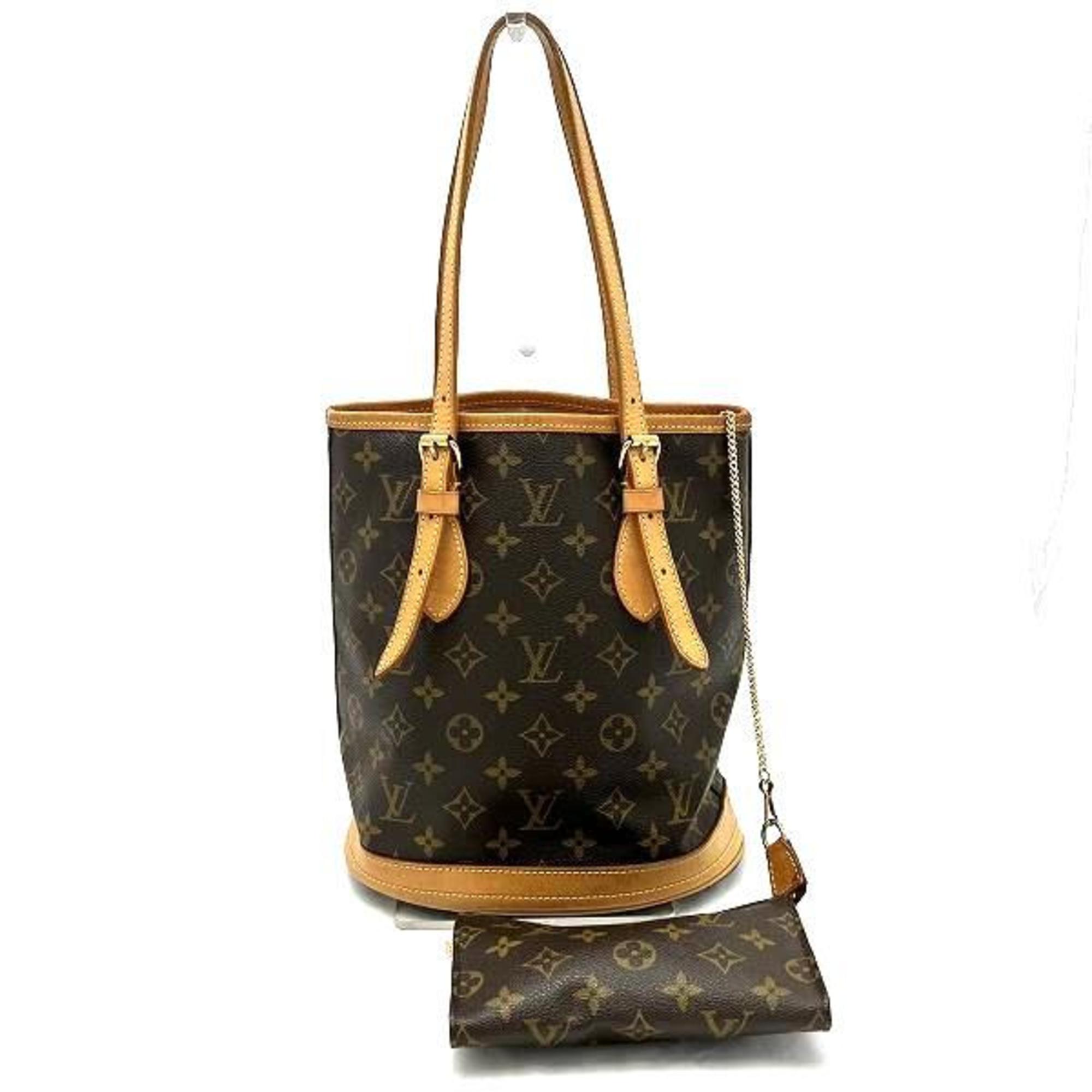 Louis Vuitton Monogram Bucket PM M42238 Petit Bag Tote Shoulder Women's