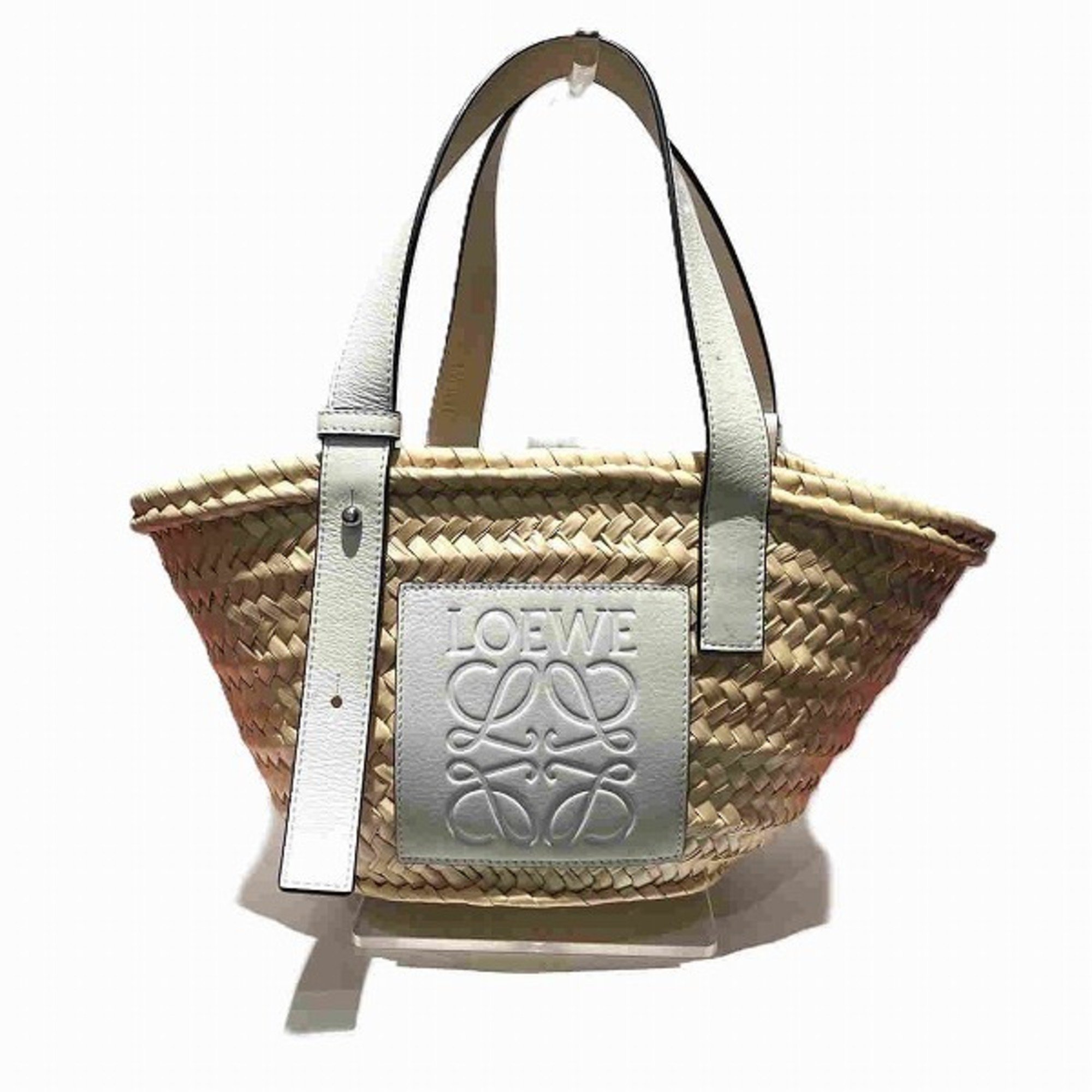 LOEWE Basket Raffia White Bag Handbag Women's