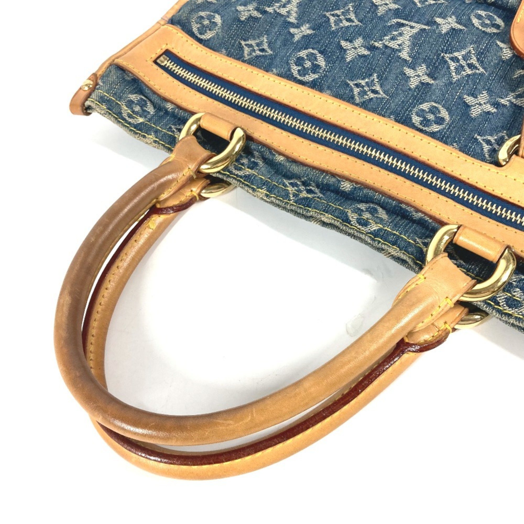 LOUIS VUITTON M95018 Monogram Denim Flat Shopper Tote Bag Shoulder Women's Blue