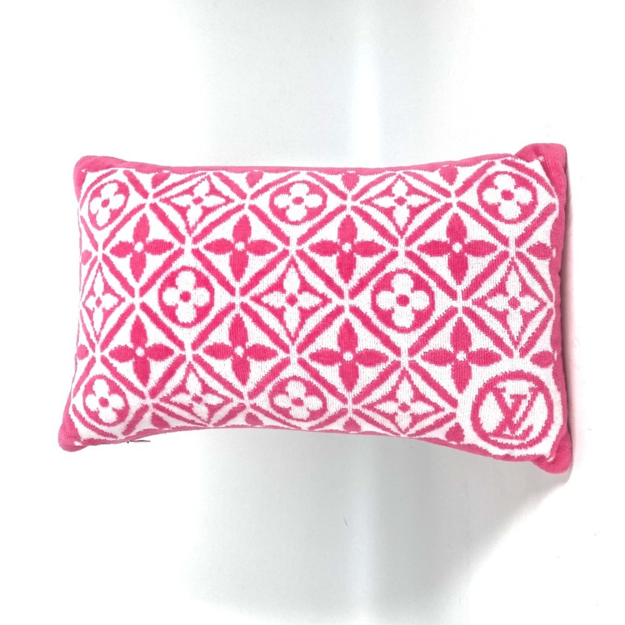 LOUIS VUITTON M01371 Beach Cushion Monogram Flower Tile Pillow Cotton Women's Pink