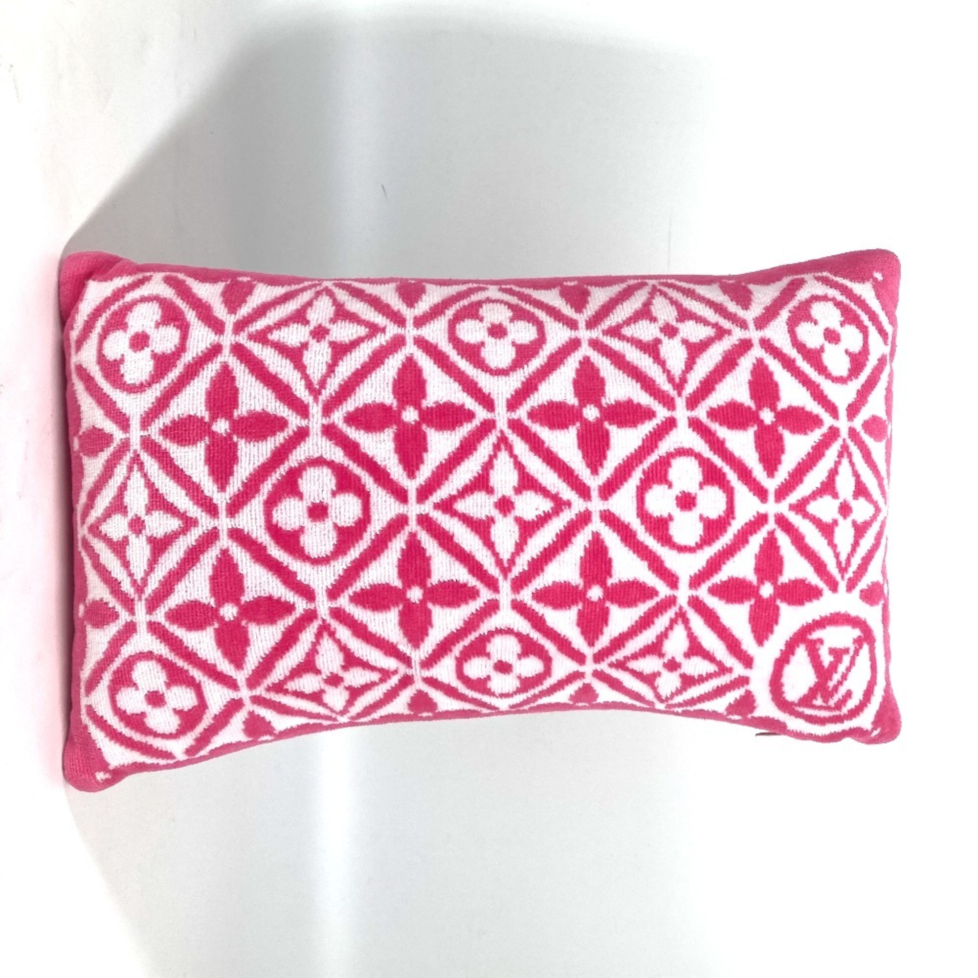 LOUIS VUITTON M01371 Beach Cushion Monogram Flower Tile Pillow Cotton Women's Pink