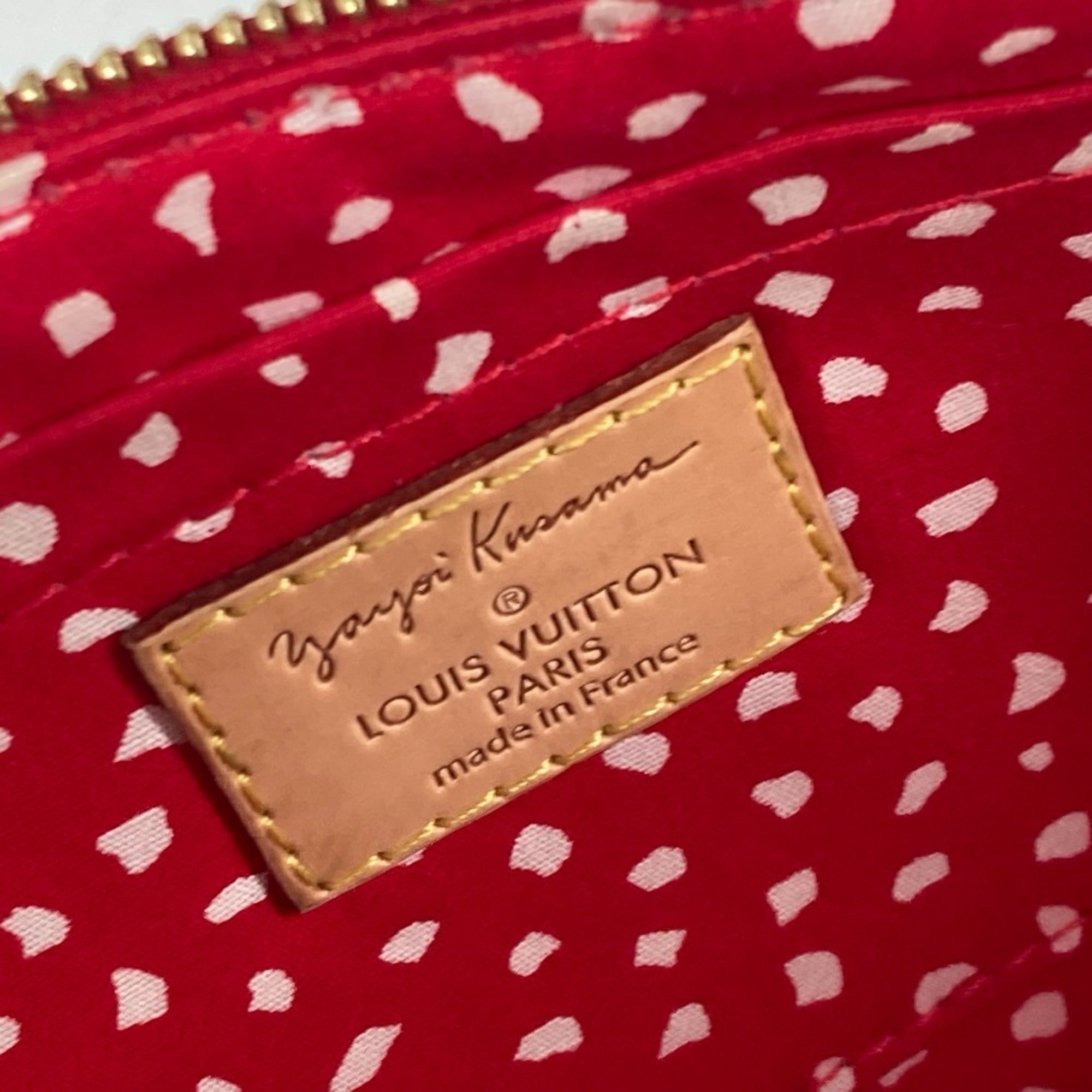 LOUIS VUITTON M91428 Vernis Yayoi Kusama Collaboration Dot Infinity Pochette Accessory Pouch Shoulder Bag Patent Leather Women's Red