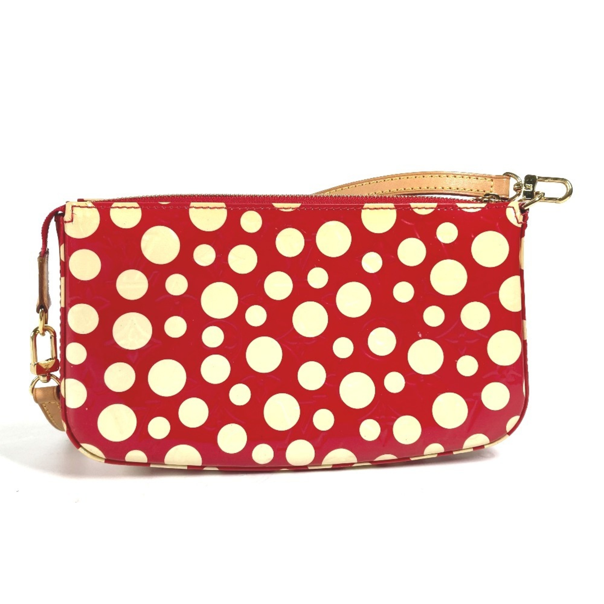 LOUIS VUITTON M91428 Vernis Yayoi Kusama Collaboration Dot Infinity Pochette Accessory Pouch Shoulder Bag Patent Leather Women's Red