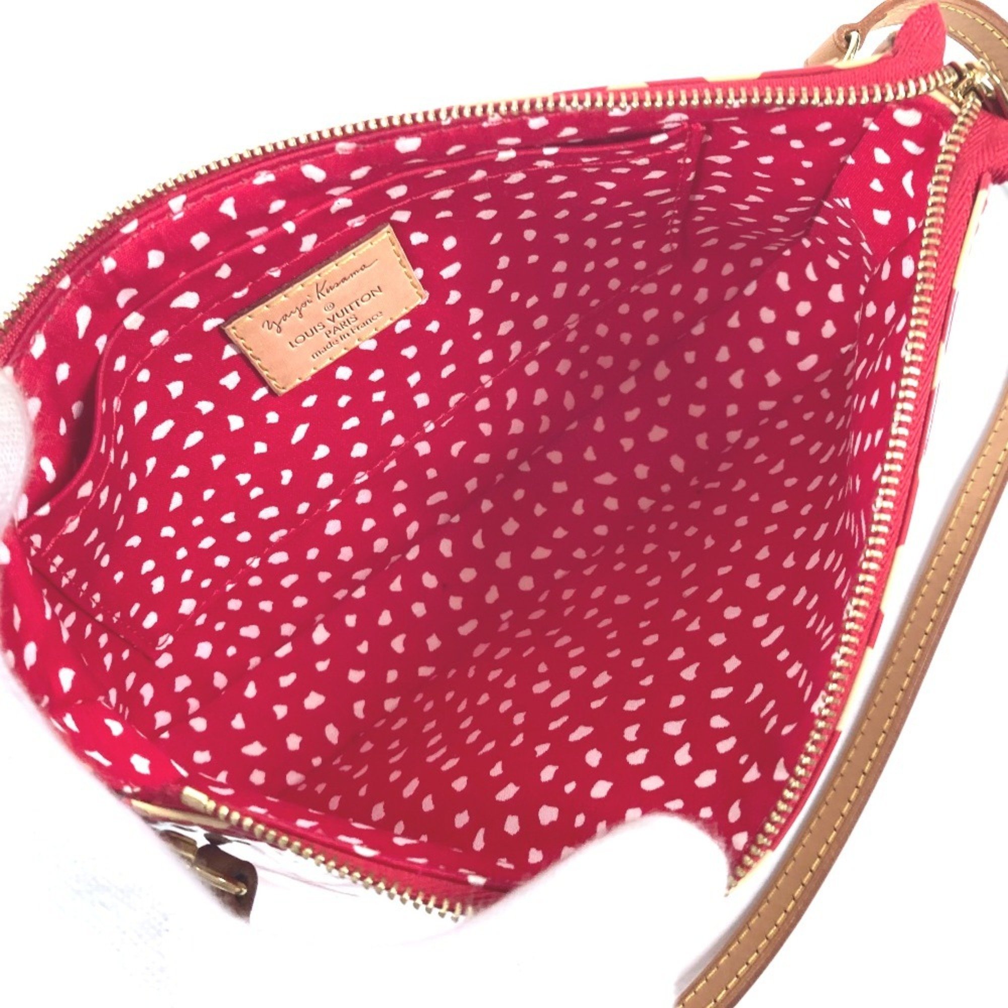 LOUIS VUITTON M91428 Vernis Yayoi Kusama Collaboration Dot Infinity Pochette Accessory Pouch Shoulder Bag Patent Leather Women's Red