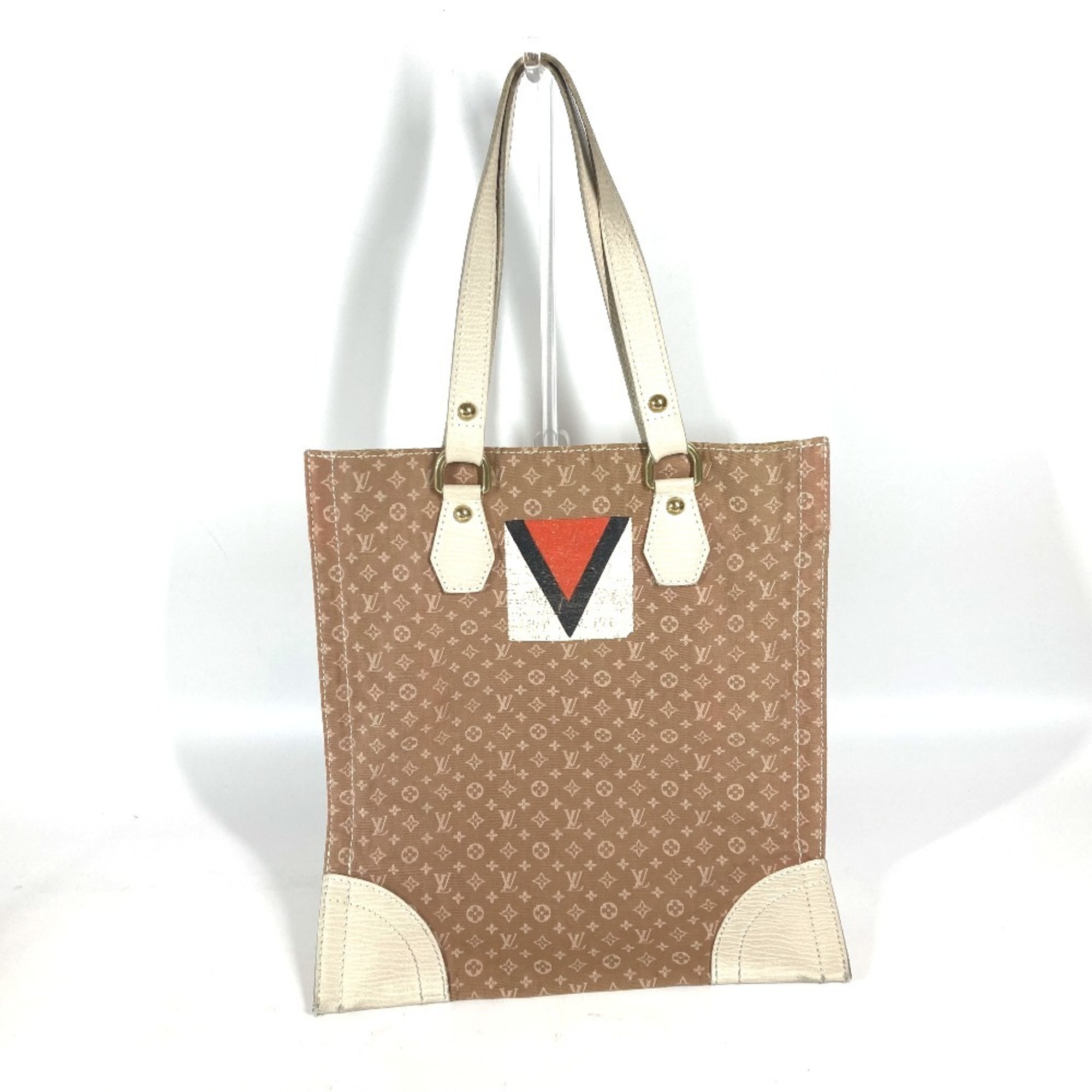 LOUIS VUITTON M40022 Monogram Initial Tanger Shoulder Bag Tote Canvas Leather Women's Camel Beige