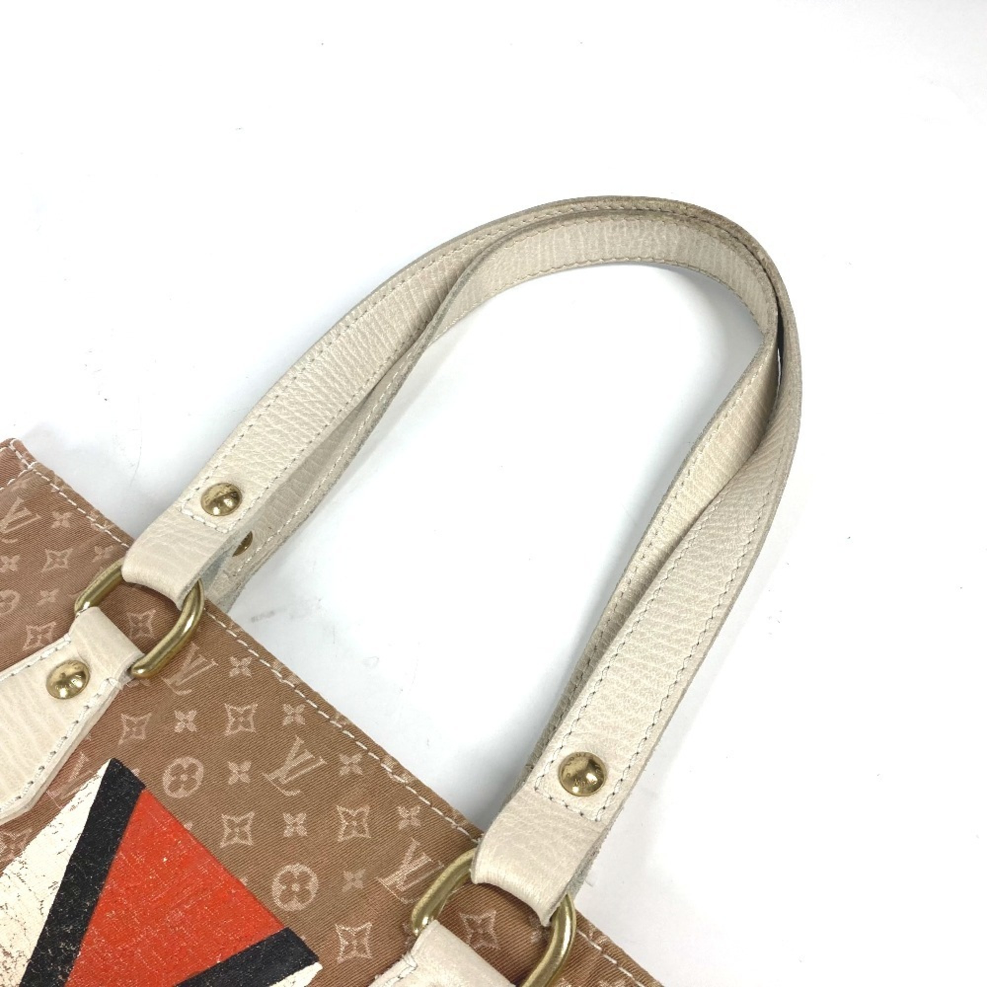 LOUIS VUITTON M40022 Monogram Initial Tanger Shoulder Bag Tote Canvas Leather Women's Camel Beige