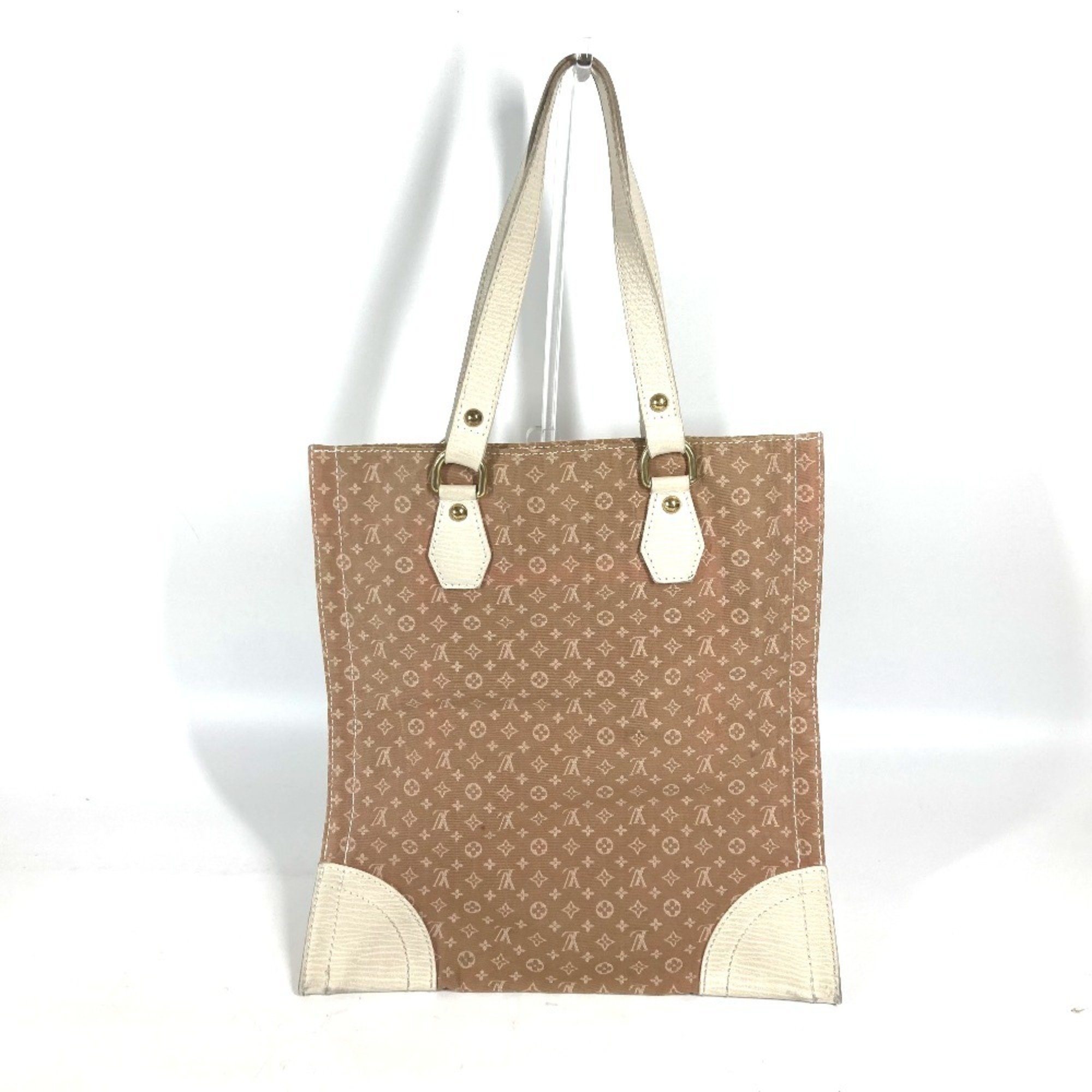 LOUIS VUITTON M40022 Monogram Initial Tanger Shoulder Bag Tote Canvas Leather Women's Camel Beige