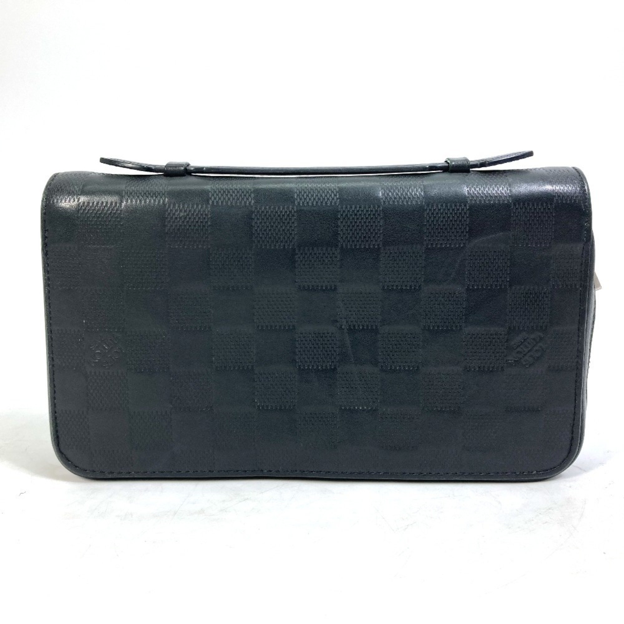 LOUIS VUITTON N61254 Damier Infini Zippy XL Clutch Bag Long Wallet Leather Men's Noir Black