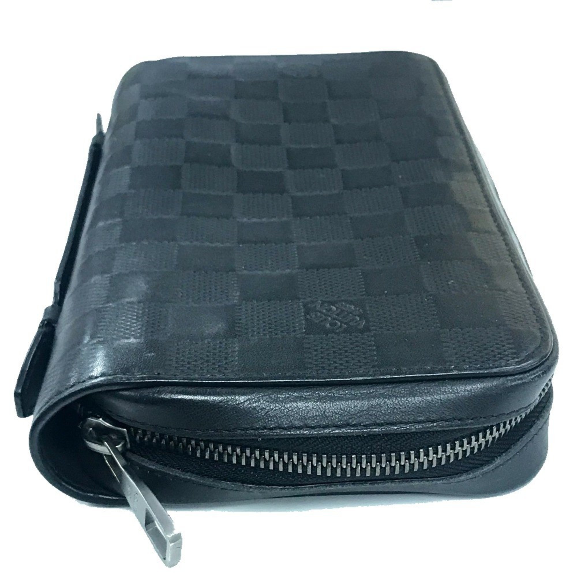 LOUIS VUITTON N61254 Damier Infini Zippy XL Clutch Bag Long Wallet Leather Men's Noir Black