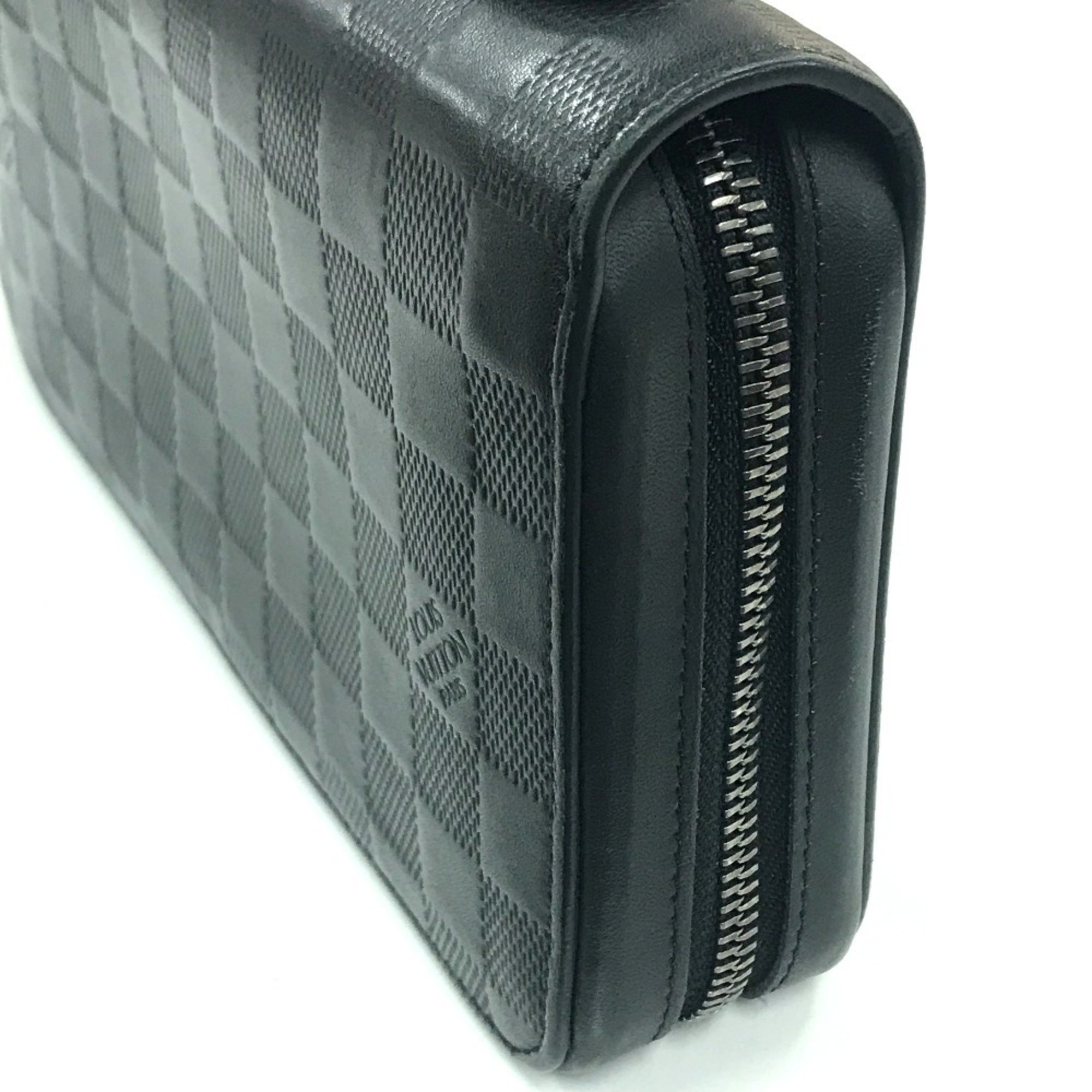 LOUIS VUITTON N61254 Damier Infini Zippy XL Clutch Bag Long Wallet Leather Men's Noir Black