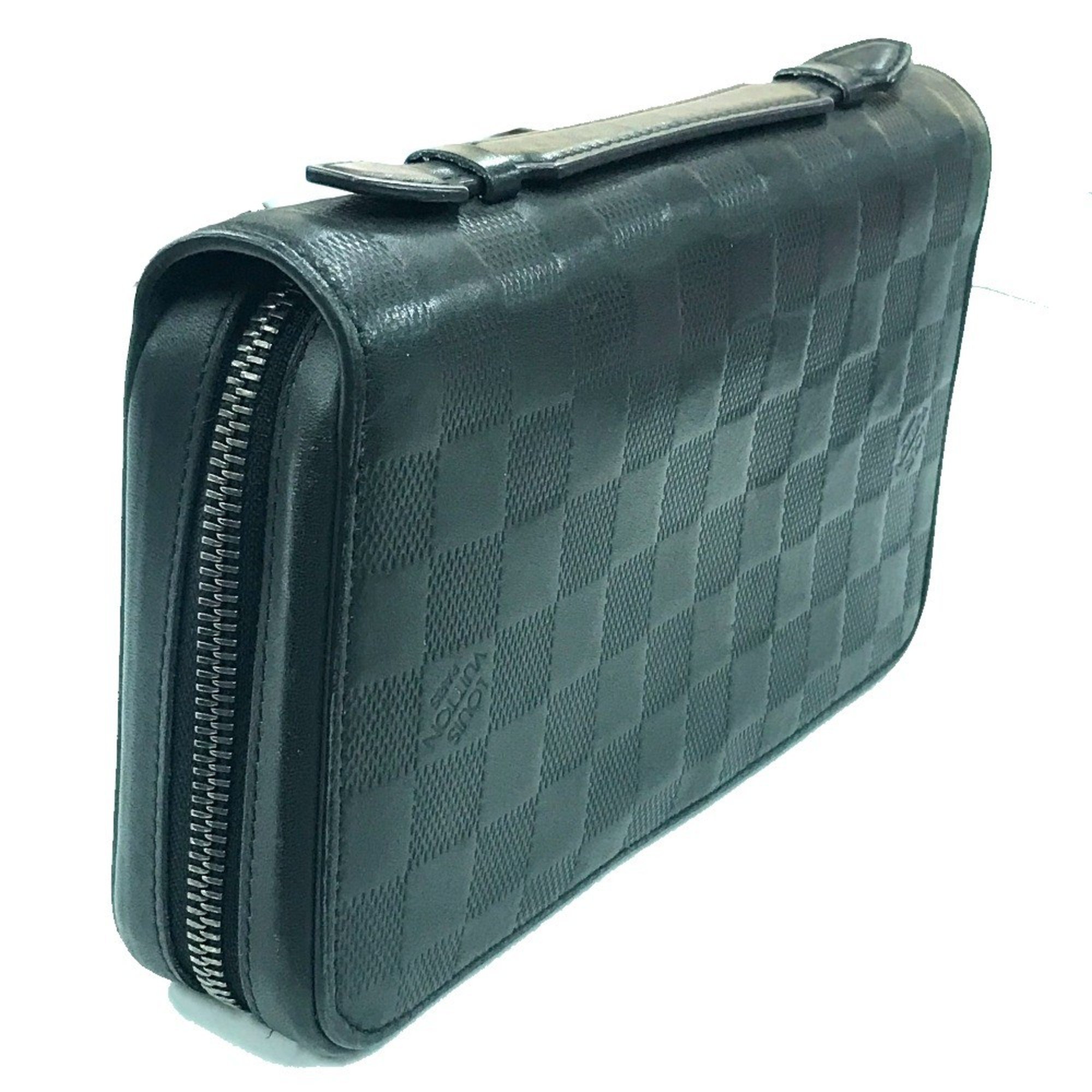 LOUIS VUITTON N61254 Damier Infini Zippy XL Clutch Bag Long Wallet Leather Men's Noir Black