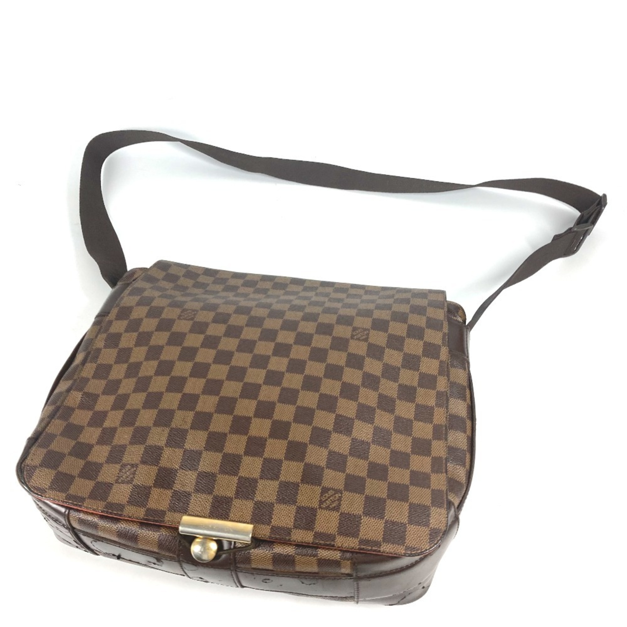 LOUIS VUITTON N45258 Damier Bastille Flap Shoulder Bag Canvas Men's Ebene Brown