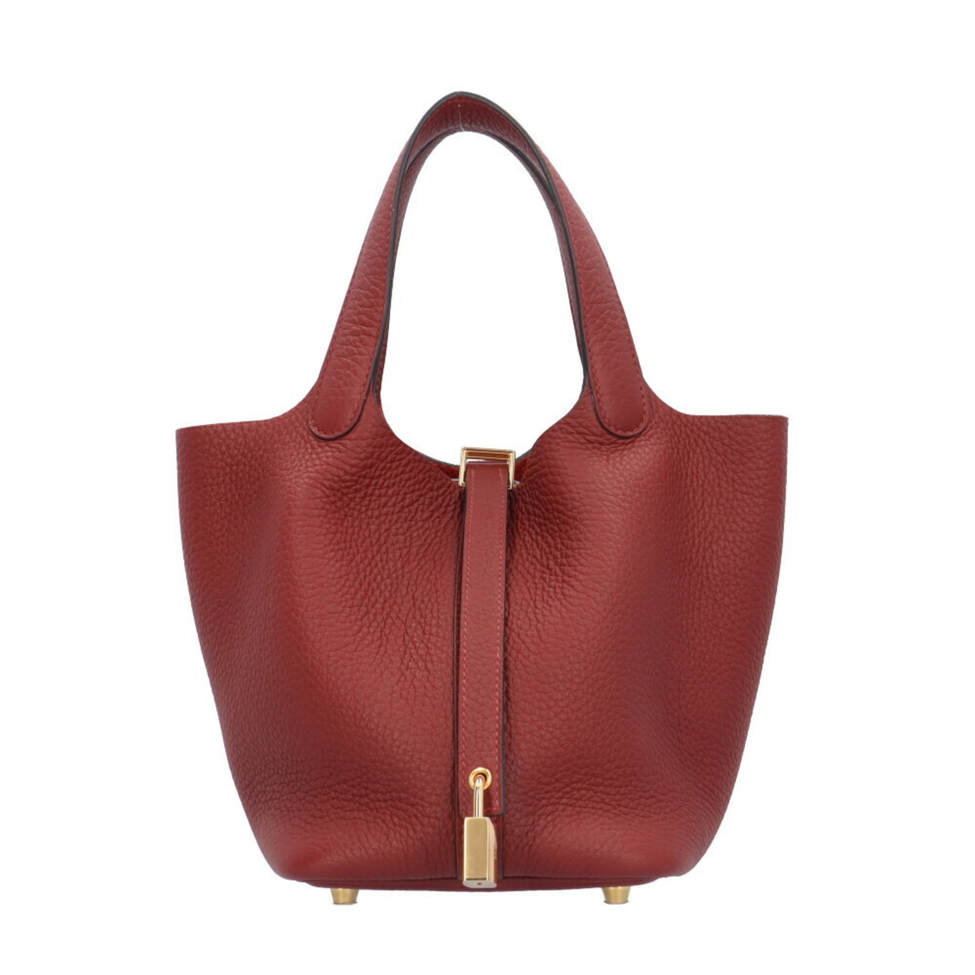 Hermes Picotin Lock PM Handbag Leather Red Women's HERMES