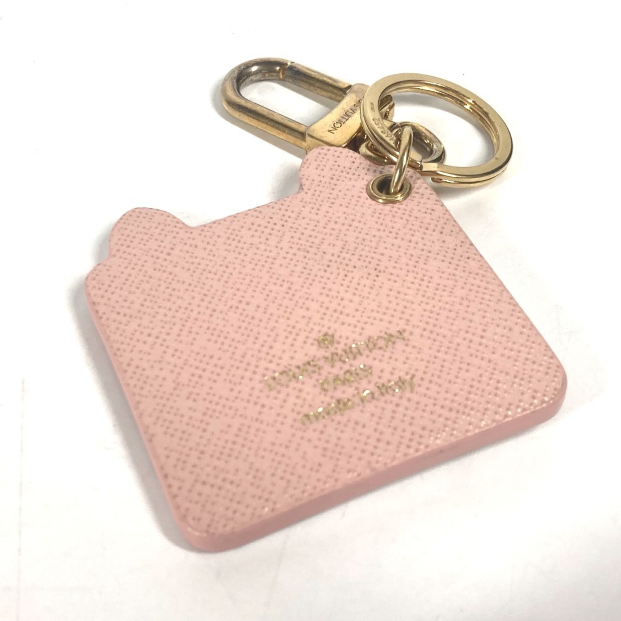 LOUIS VUITTON M68452 Portocle Fun Face Monogram Cat Bag Charm Keychain Leather Women's Pink