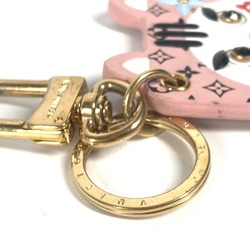 LOUIS VUITTON M68452 Portocle Fun Face Monogram Cat Bag Charm Keychain Leather Women's Pink