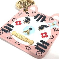 LOUIS VUITTON M68452 Portocle Fun Face Monogram Cat Bag Charm Keychain Leather Women's Pink