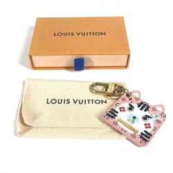 LOUIS VUITTON M68452 Portocle Fun Face Monogram Cat Bag Charm Keychain Leather Women's Pink