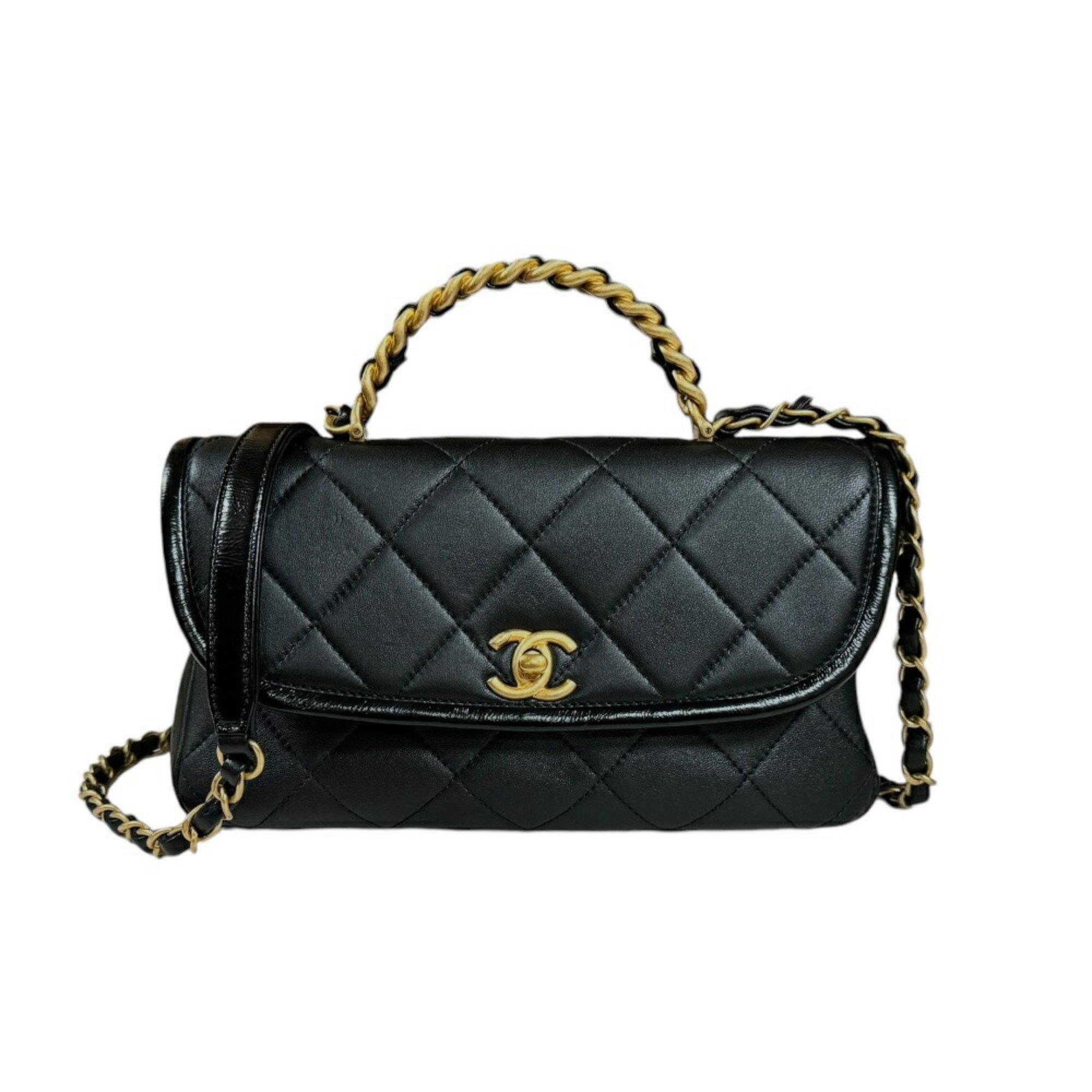 Chanel Matelasse Shoulder Bag Lambskin Black Women's CHANEL Chain