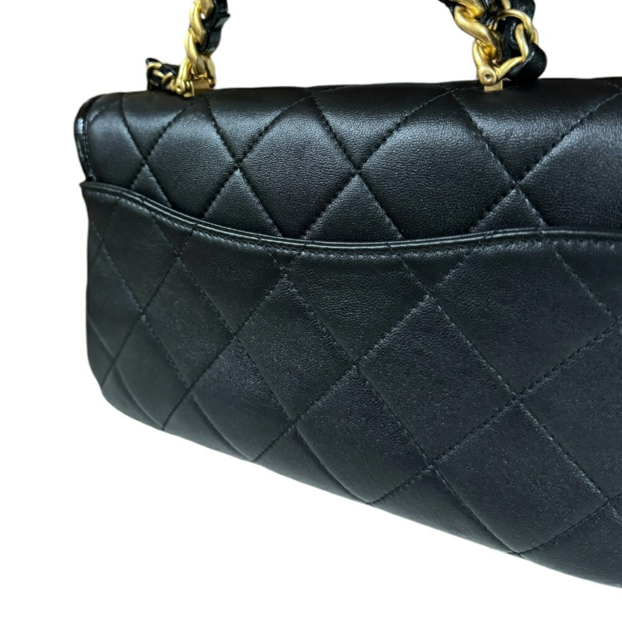 Chanel Matelasse Shoulder Bag Lambskin Black Women's CHANEL Chain