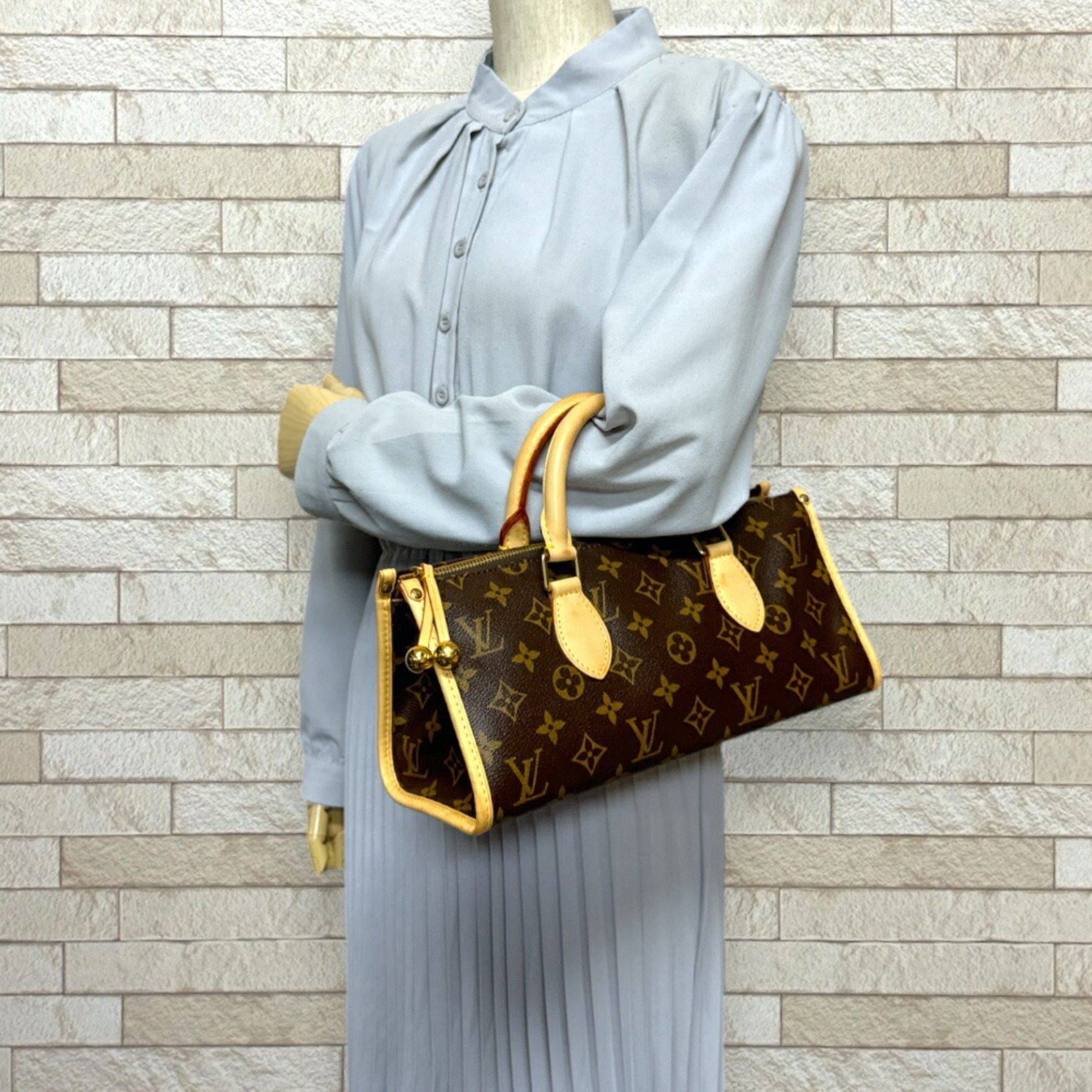 Louis Vuitton Popincourt Monogram Handbag Canvas M40009 Brown Women's LOUIS VUITTON