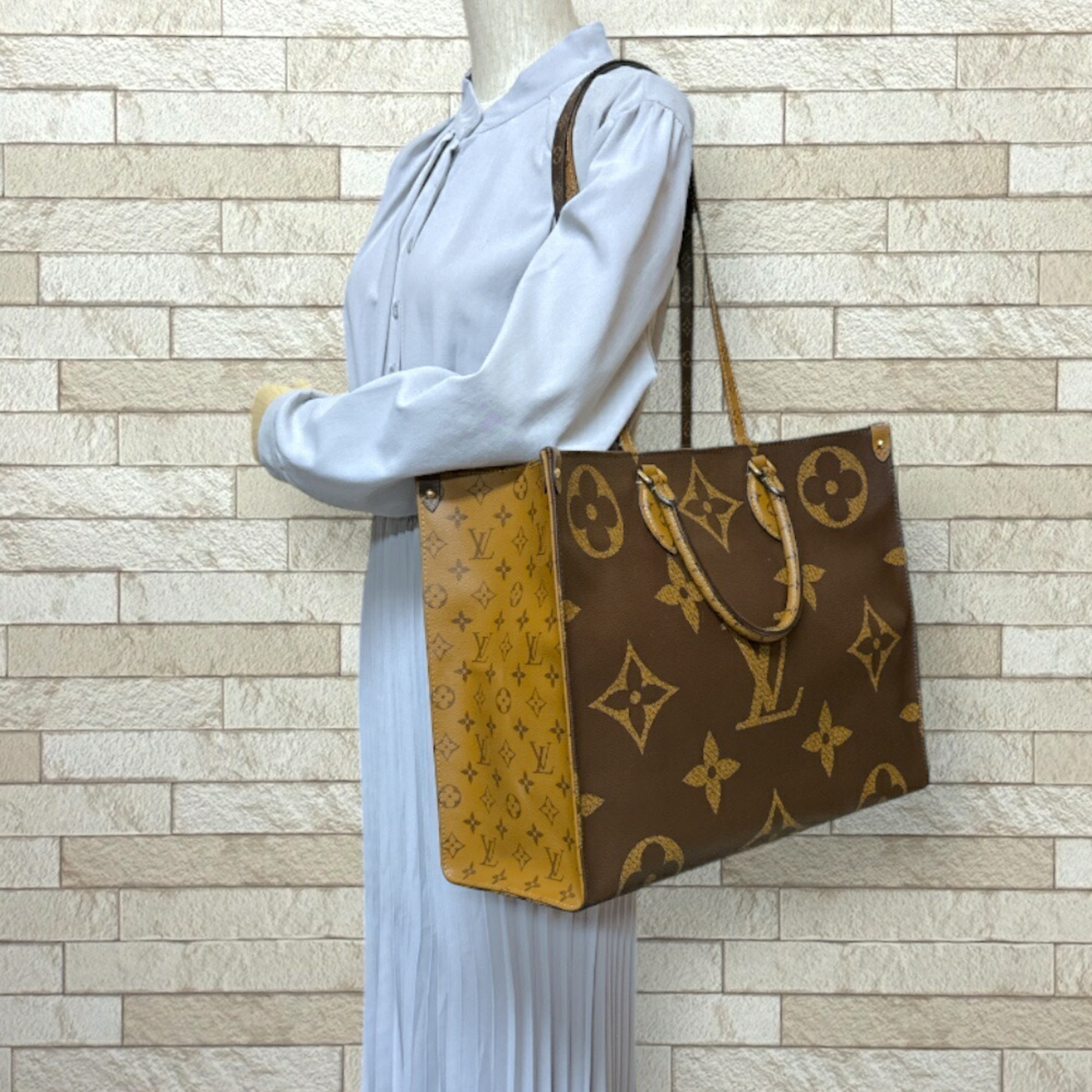 Louis Vuitton On the Go GM Monogram Giant Shoulder Bag Reverse M45320 Brown Women's LOUIS VUITTON 2way