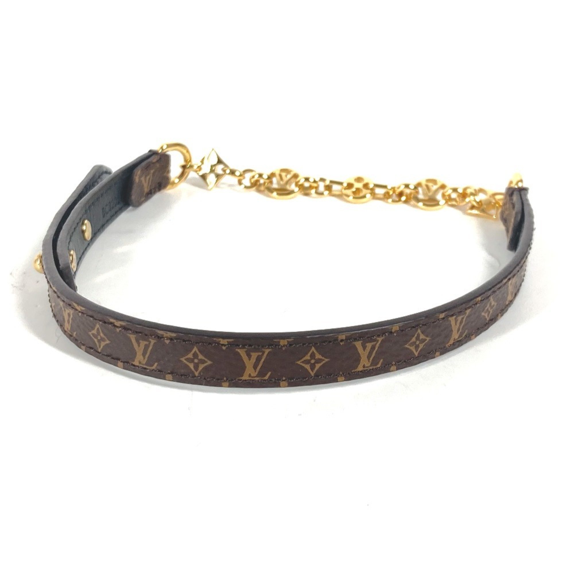 LOUIS VUITTON M8079 Monogram Chain Bangle Bracelet Canvas Women's Brown