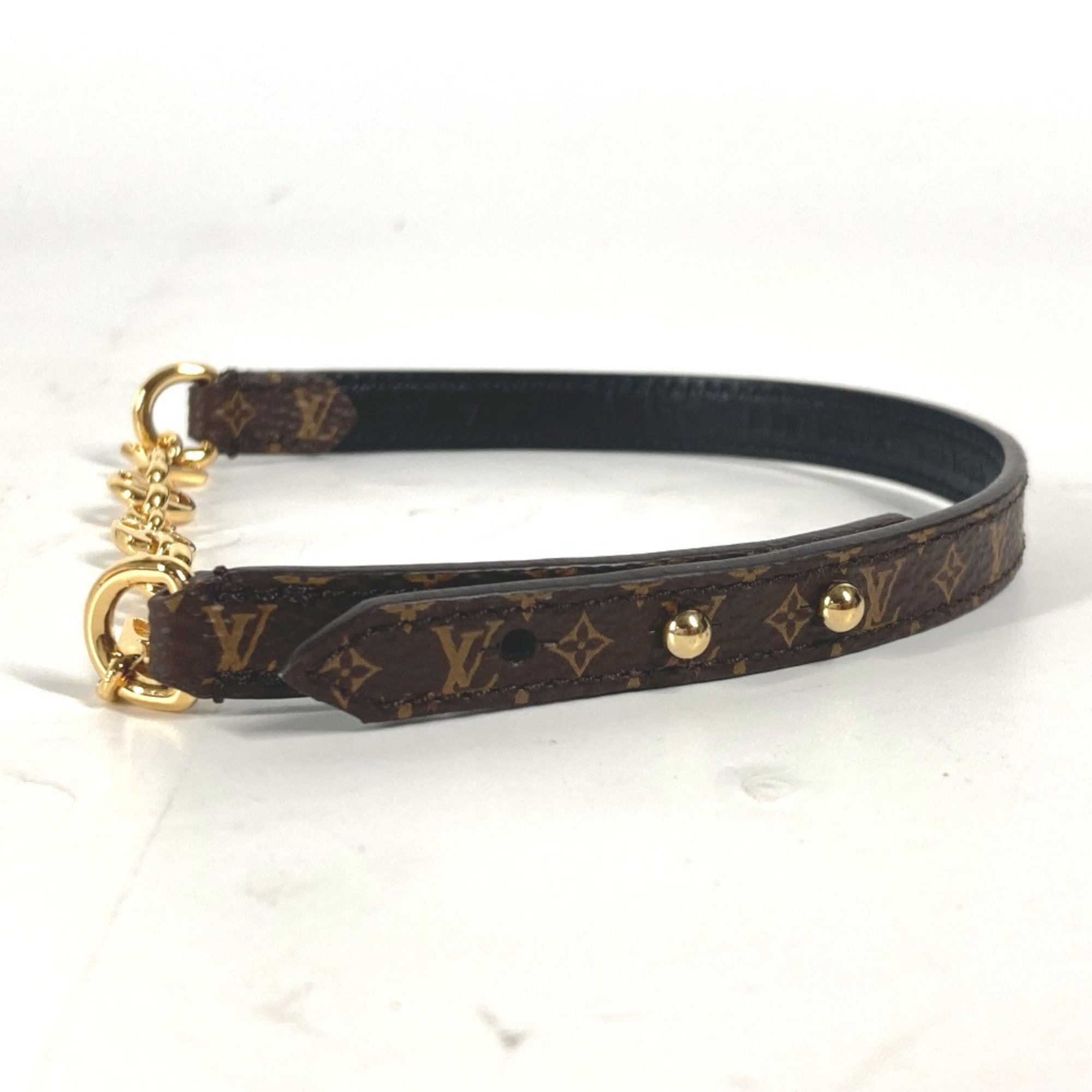 LOUIS VUITTON M8079 Monogram Chain Bangle Bracelet Canvas Women's Brown