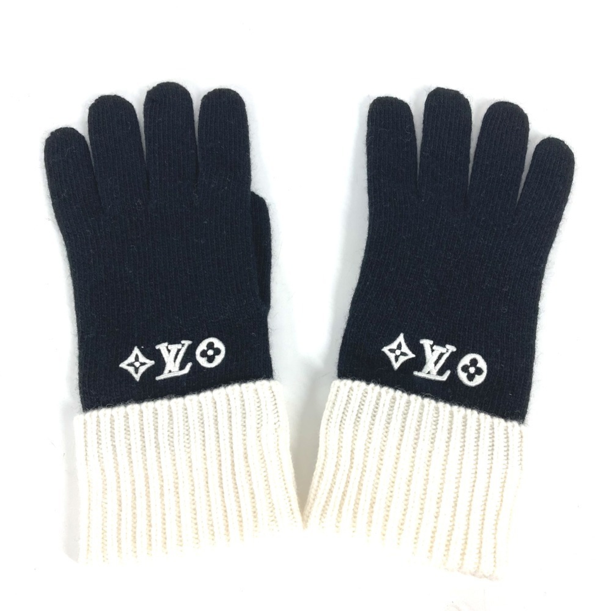 LOUIS VUITTON M77929 Gloves LV Headline Wool Women's Black