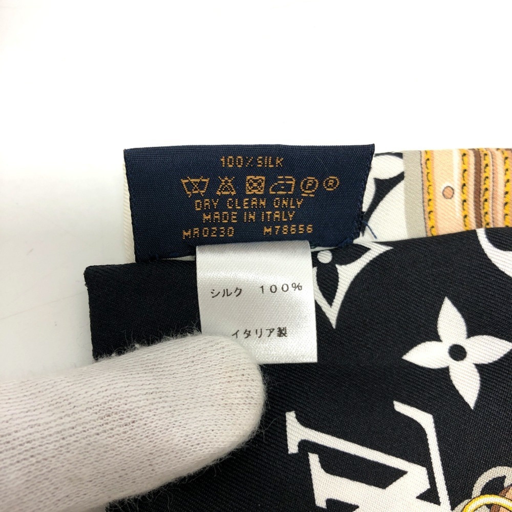 LOUIS VUITTON M78656 Monogram Bandeau Confidential Handkerchief Scarf Silk Women's Noir Black