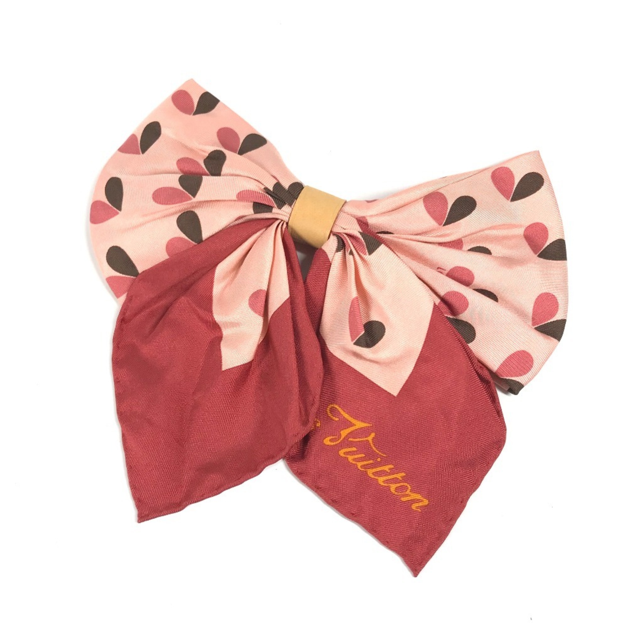 LOUIS VUITTON M74434 Ribbon-shaped heart design, single piece, silk scarf, women's, pink