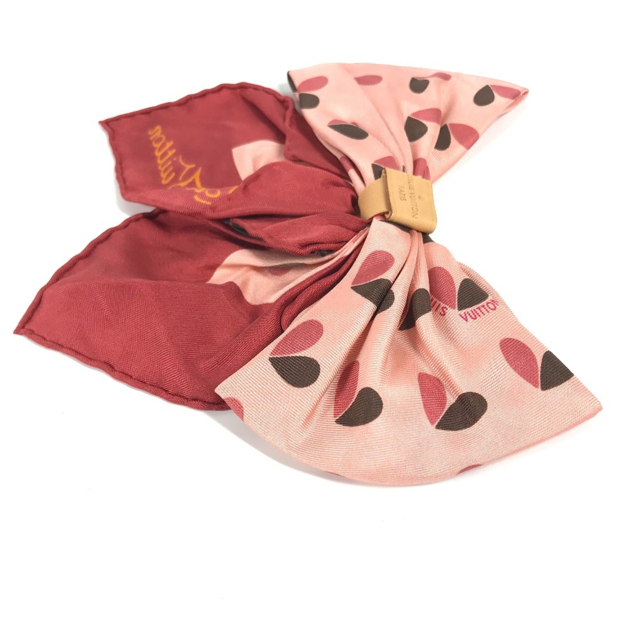 LOUIS VUITTON M74434 Ribbon-shaped heart design, single piece, silk scarf, women's, pink