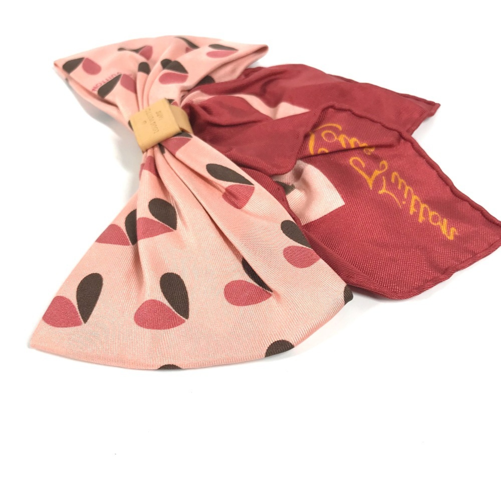 LOUIS VUITTON M74434 Ribbon-shaped heart design, single piece, silk scarf, women's, pink