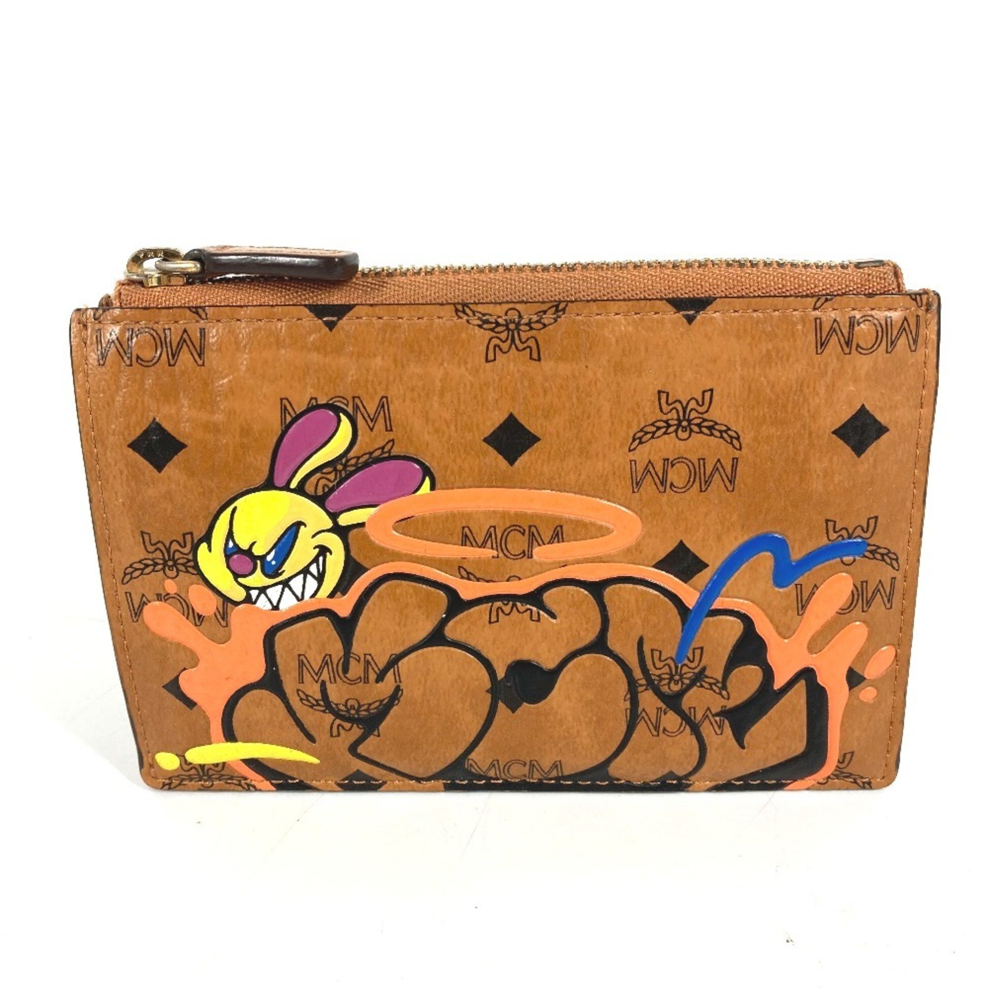 MCM SAMBYPEN Collaboration Sam By Pen Rabbit Visetos Wallet Coin Purse Wallet/Coin Case Leather Men's Brown