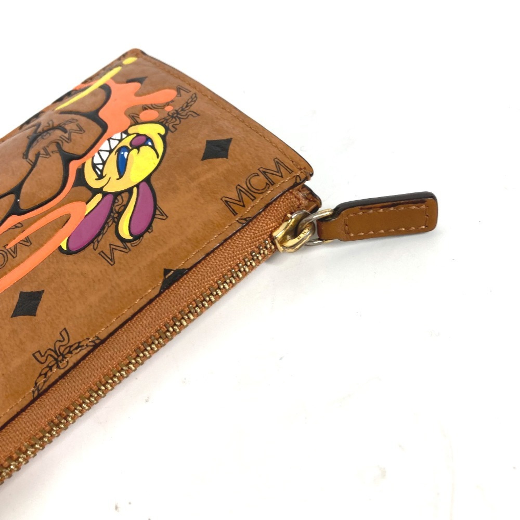 MCM SAMBYPEN Collaboration Sam By Pen Rabbit Visetos Wallet Coin Purse Wallet/Coin Case Leather Men's Brown