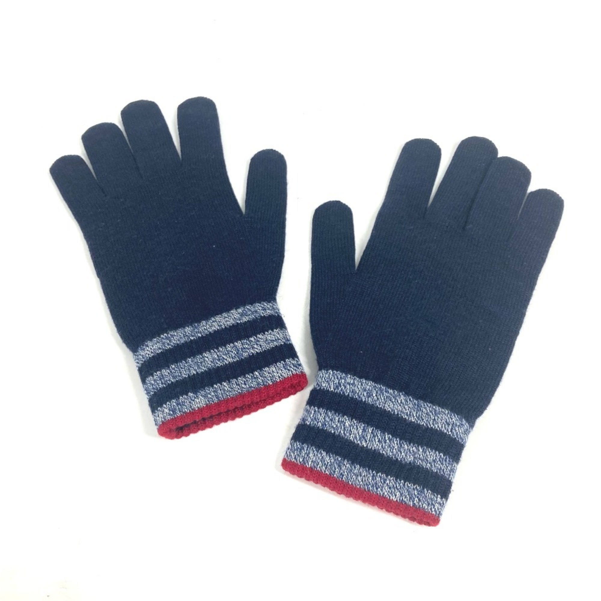 LOUIS VUITTON M76029 Gon Monogram Stripes Gloves Wool Men's Navy