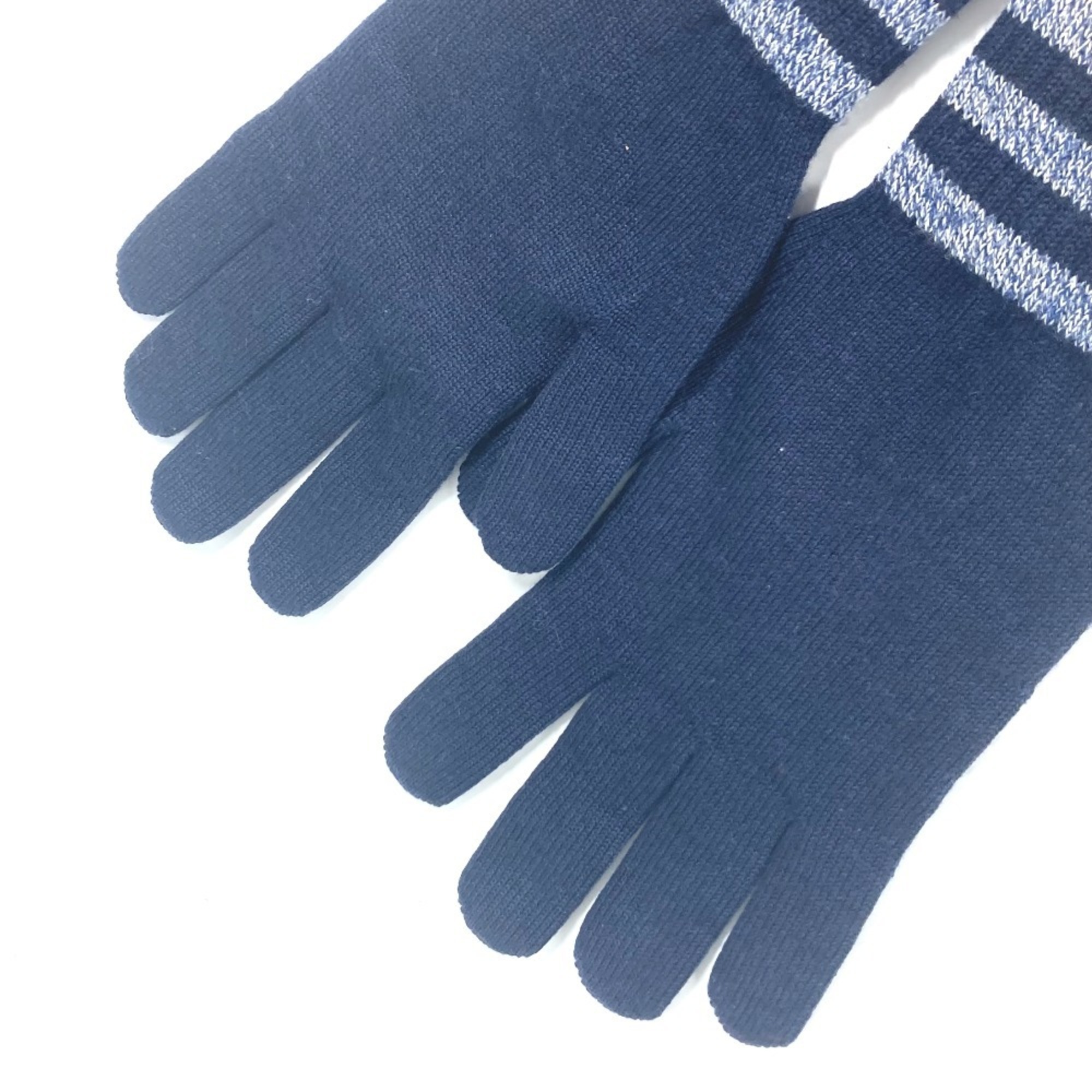 LOUIS VUITTON M76029 Gon Monogram Stripes Gloves Wool Men's Navy