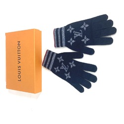 LOUIS VUITTON M76029 Gon Monogram Stripes Gloves Wool Men's Navy