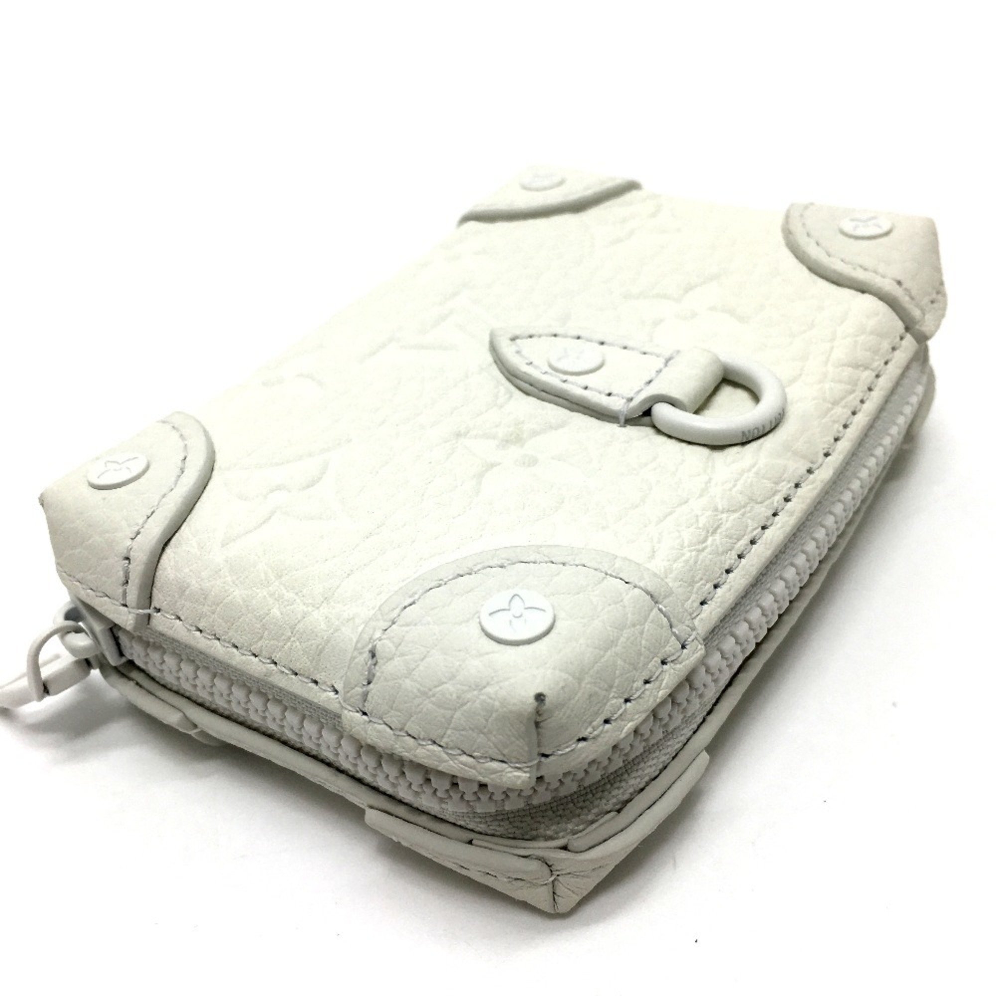 LOUIS VUITTON M80209 Monogram LV Friend Print Neck Soft Trunk Tri-fold Wallet Taurillon Leather Men's Women's White