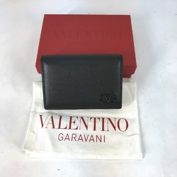 VALENTINO 2Y2P0U14ZQU Business Card Holder Pass Case V Signature Bi-Fold Holder/Card Calfskin Men's Black Similar