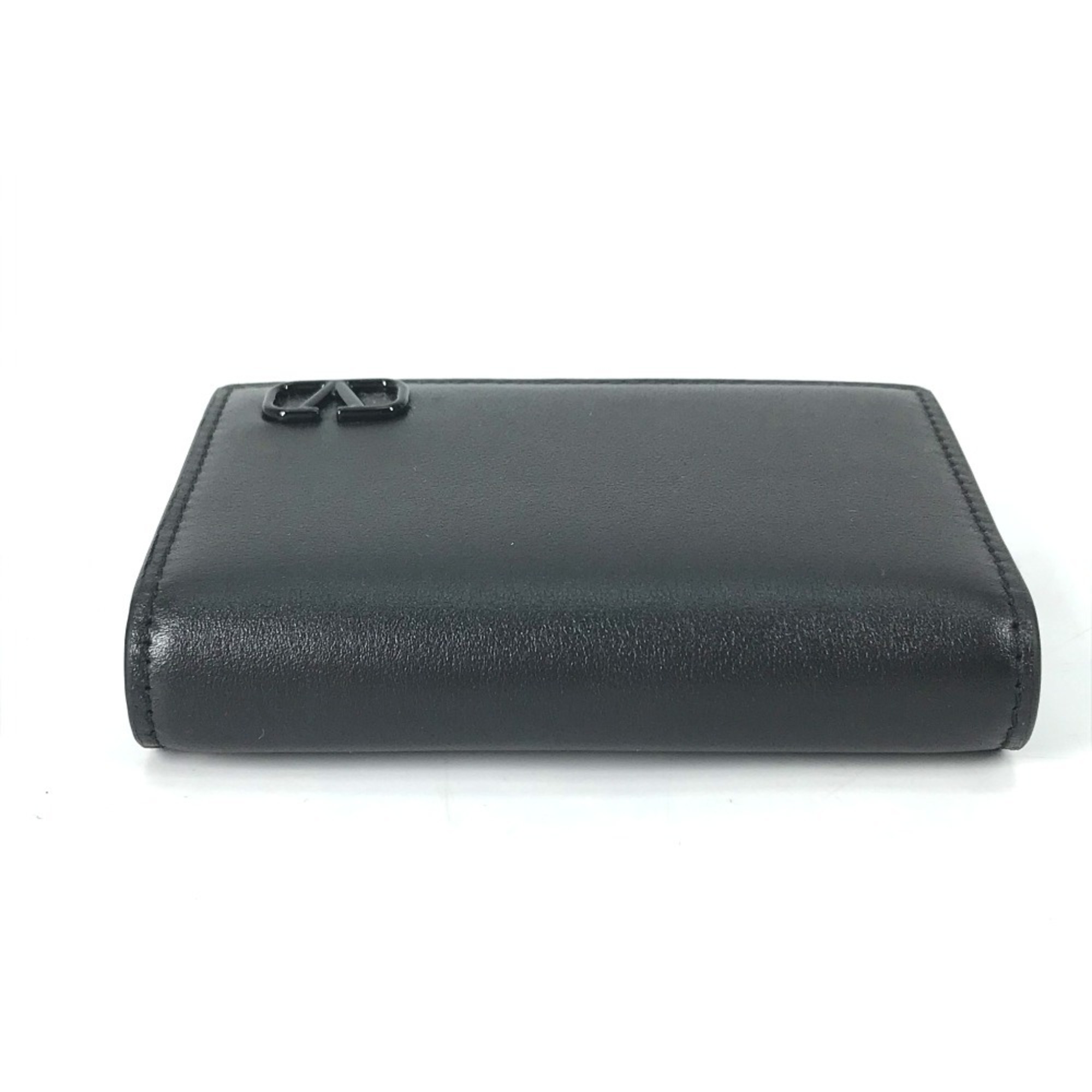 VALENTINO 2Y2P0U14ZQU Business Card Holder Pass Case V Signature Bi-Fold Holder/Card Calfskin Men's Black Similar