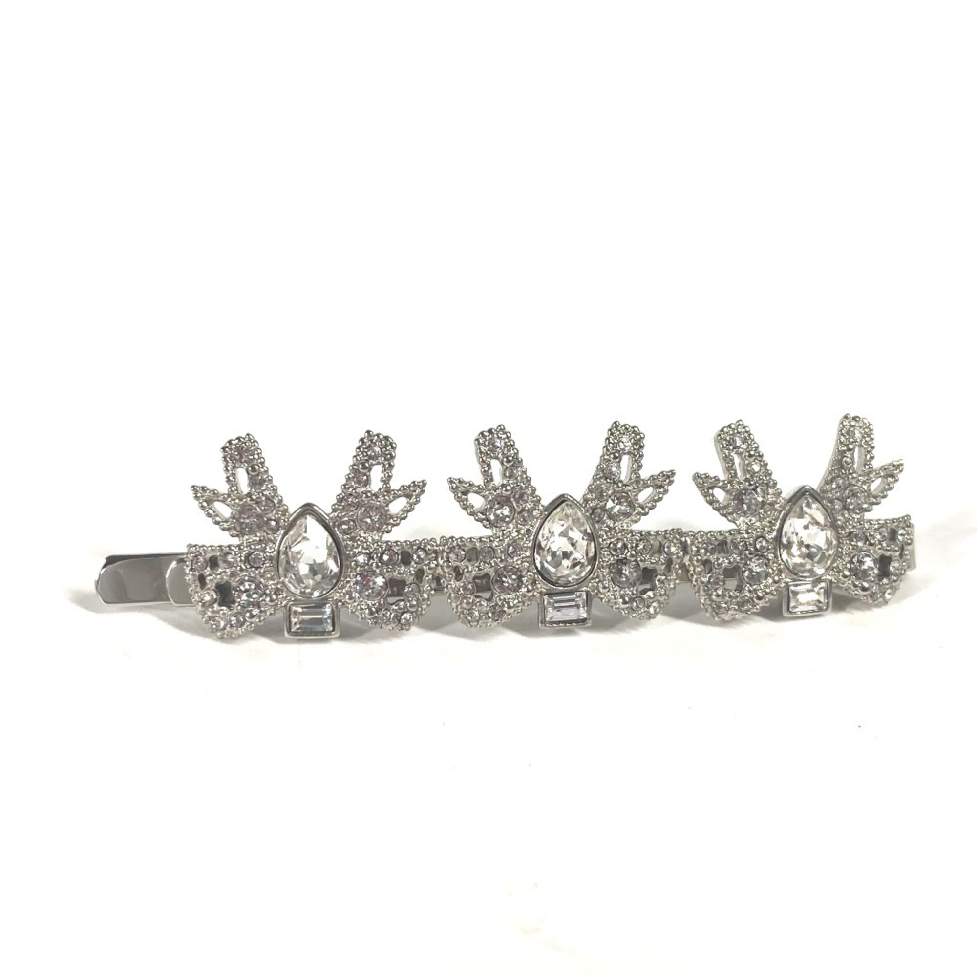 Miu Miu MIUMIU 5JF031 Ribbon Rhinestone Hair Barrette Hairpin Metal Women's Silver