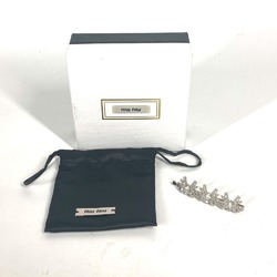 Miu Miu MIUMIU 5JF031 Ribbon Rhinestone Hair Barrette Hairpin Metal Women's Silver