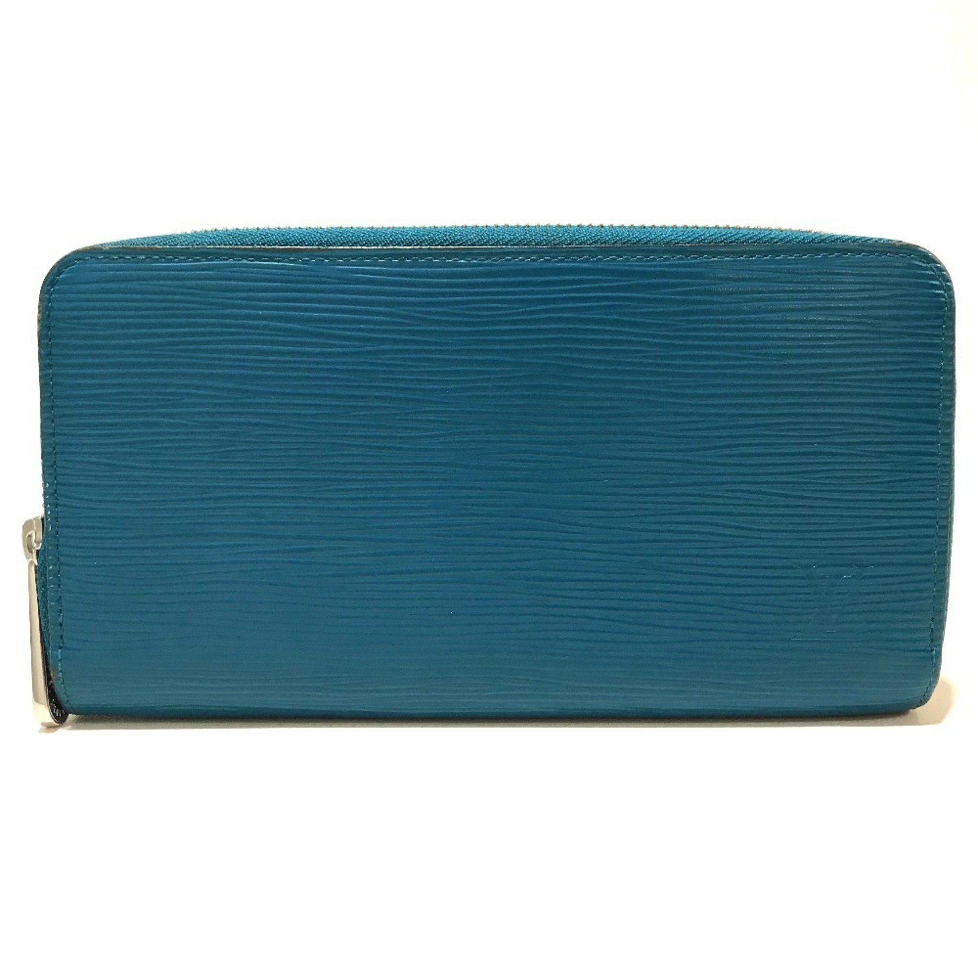 LOUIS VUITTON M60311 Epi Zippy Wallet Round Long Leather Men's Women's Cyan Blue