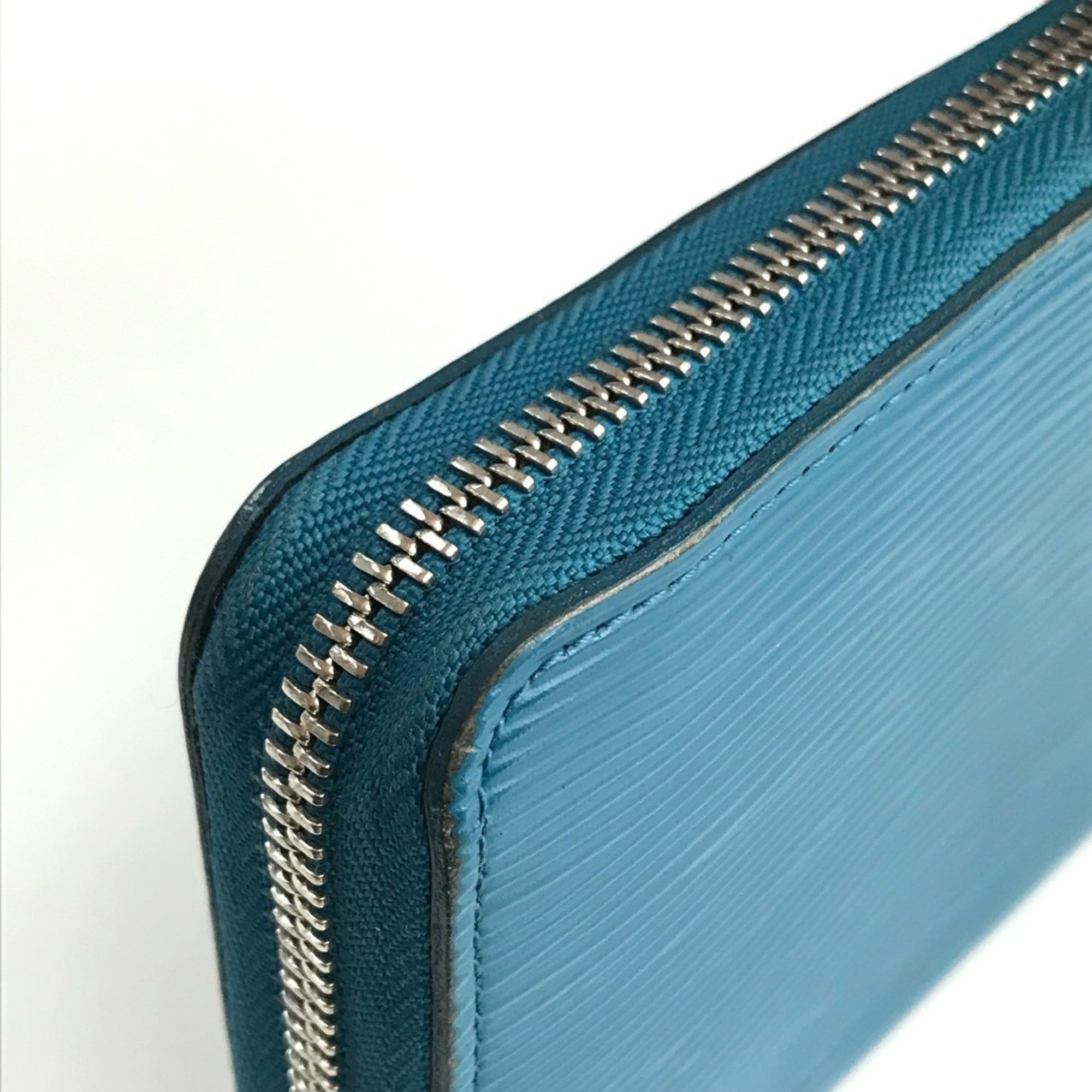 LOUIS VUITTON M60311 Epi Zippy Wallet Round Long Leather Men's Women's Cyan Blue