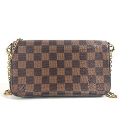 LOUIS VUITTON N40492 Damier Pochette Felicie Chain Wallet Shoulder Bag Long Canvas Women's Ebene Brown G-240810-52