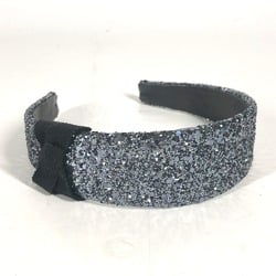 MIUMIU Miu Glitter Ribbon Hair Headband Leather Women's Black